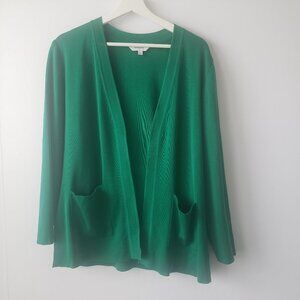 exclusively‎ misook green long sleeve open front cardigan size PL